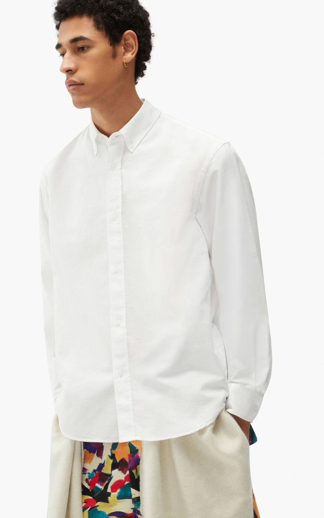 Kenzo Tiger Crest casual Shirt White For Mens 9318MLJWT